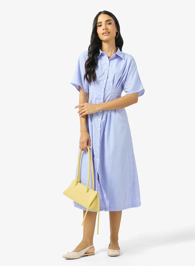 Ginger Button Up Pinstripe Shirt Dress